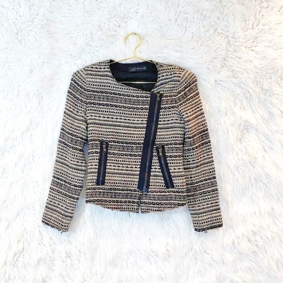 Zara Jackets & Blazers - 𝅺Zara tweed moto jacket
